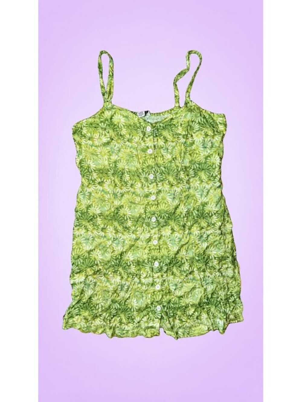 American Eagle Women’s Medium Green Floral Button Front Tie Back Mini Dress